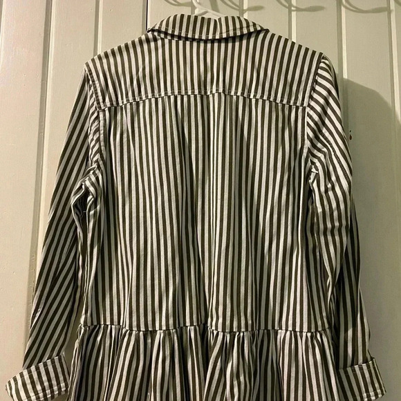 Lightweight olive striped denim like jacket X-small NWOT - Picture 6 of 7